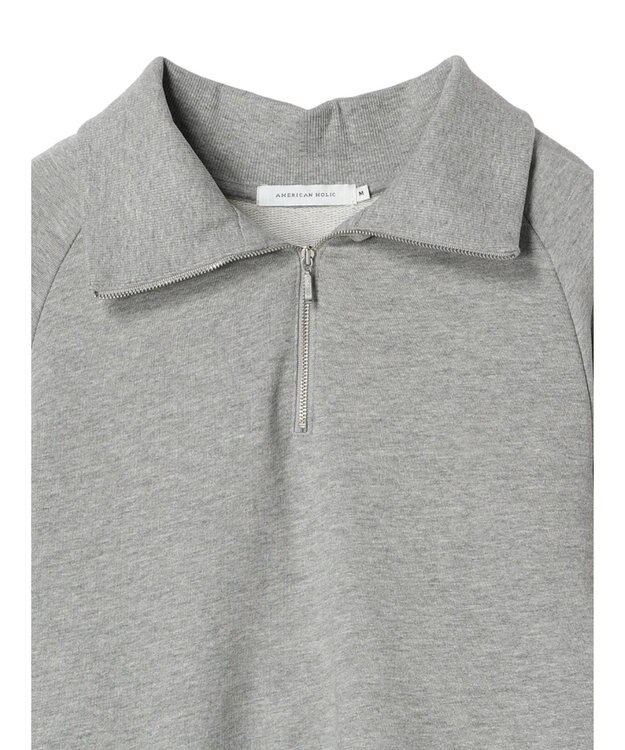 AMERICAN HOLIC ハーフＺＩＰ配色切り替え裏毛チュニック Light Gray Mixture
