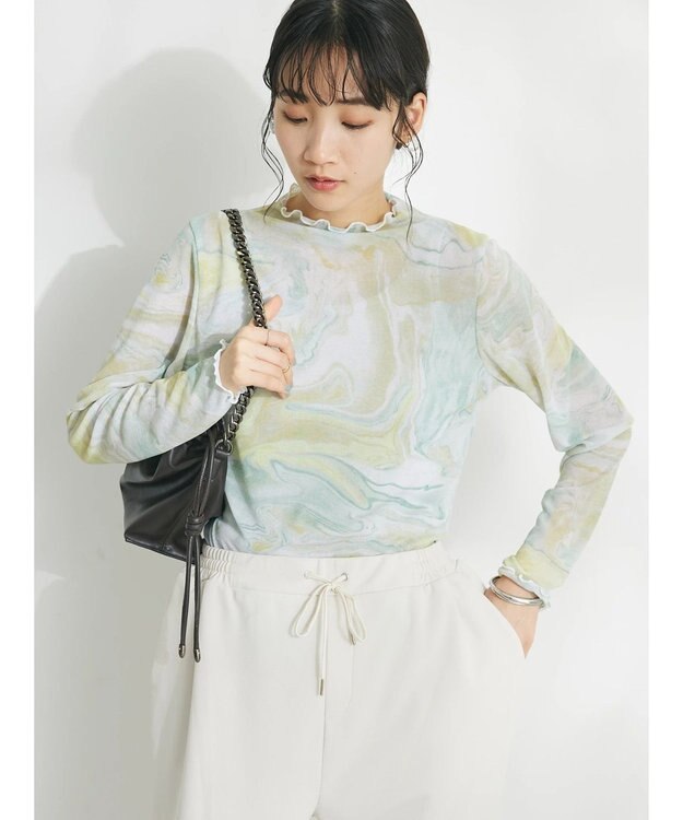 CRAFT STANDARD BOUTIQUE プリント柄スタンドネックプルオーバー Green