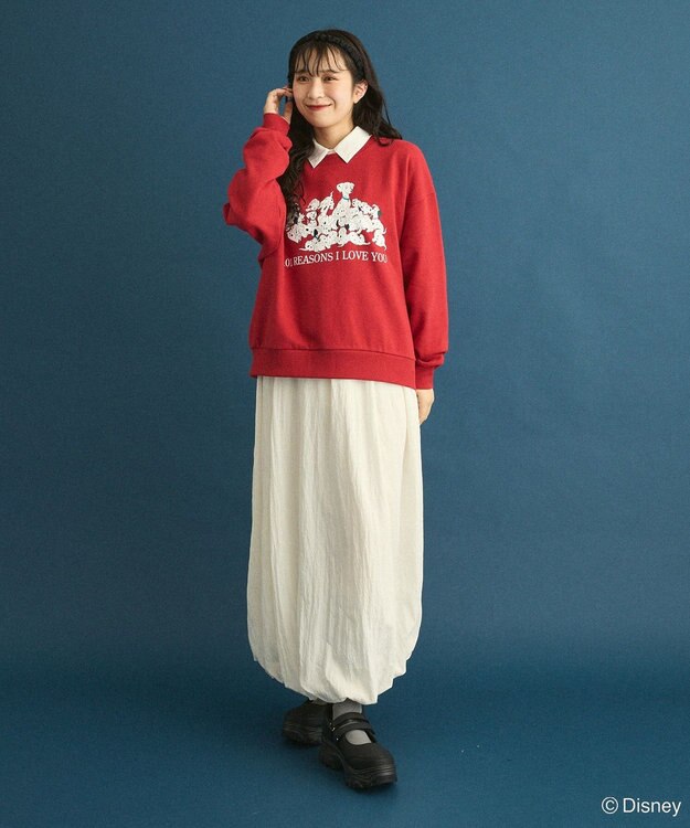 Green Parks １０１匹わんちゃん／プリント裏毛スウェット Red