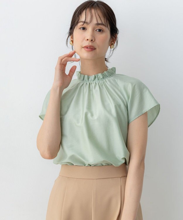 組曲 カールマイヤーハイネック ブラウス グラスグリーン系