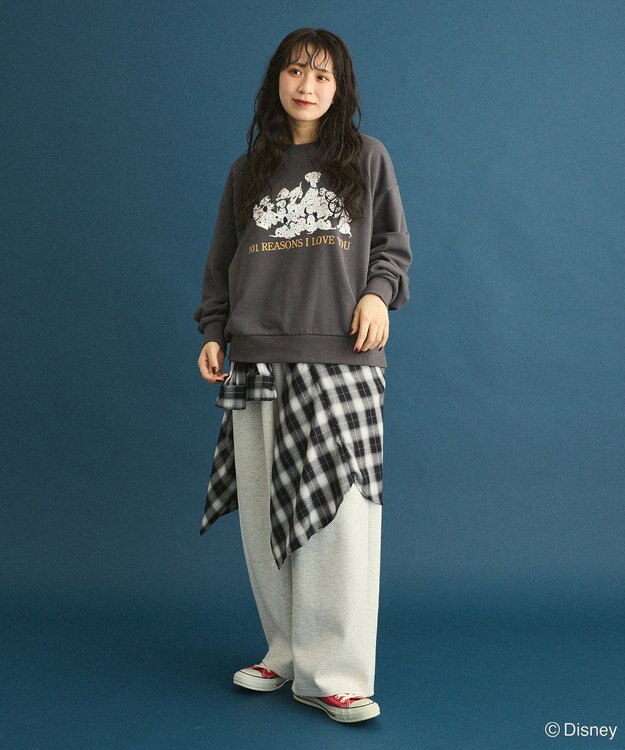 Green Parks １０１匹わんちゃん／プリント裏毛スウェット Charcoal Gray