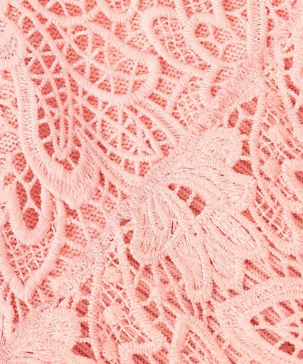 自由区 【洗える】レースコンビニット カーディガン ライトピンク