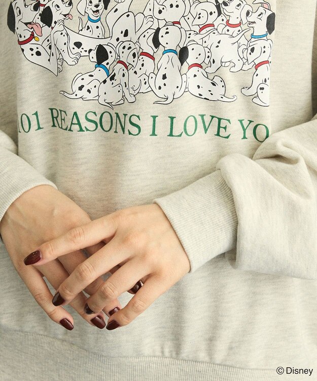 Green Parks １０１匹わんちゃん／プリント裏毛スウェット Oatmeal