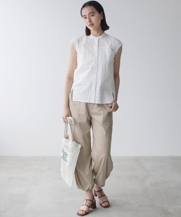 組曲 L エンブロイダリーレースノースリーブ ブラウス アイボリー系