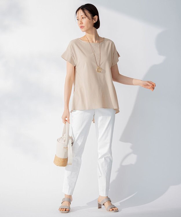 自由区 【WEB限定】【UVケア・吸汗速乾・洗える・XSサイズあり】ファンクショナルツイストジャージー カットソー ベージュ系