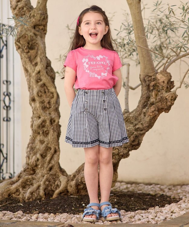 ANY KIDS 【WEB限定】7days プリント 半袖 Tシャツ ピンク×ハートロゴ