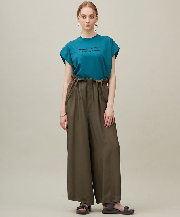 23区 【SACRA】アセテートブライトツイル サロペット カーキ系