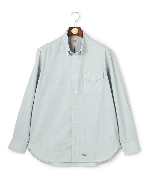 J.PRESS MEN ヘアラインストライプ シャツ / B.D. グリーン系1