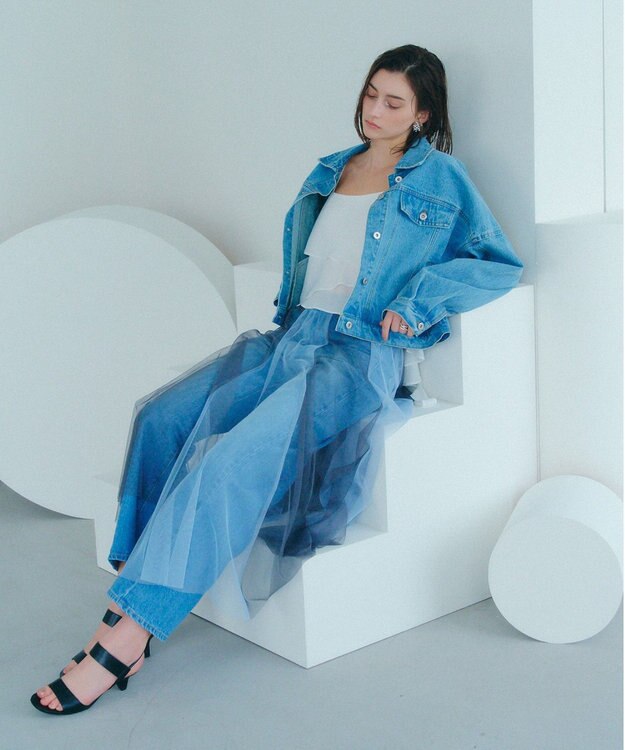 YECCA VECCA 【2点SET】マルチwayチュールスカート Sax