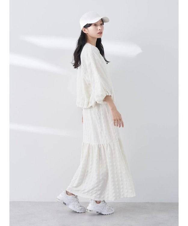 earth music&ecology シャーリングタックスリーブブルゾン Ivory