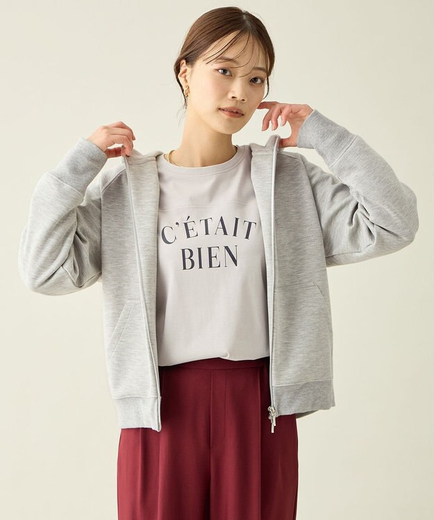 ANY L ラメダンボールダブルジップパーカー ライトグレー