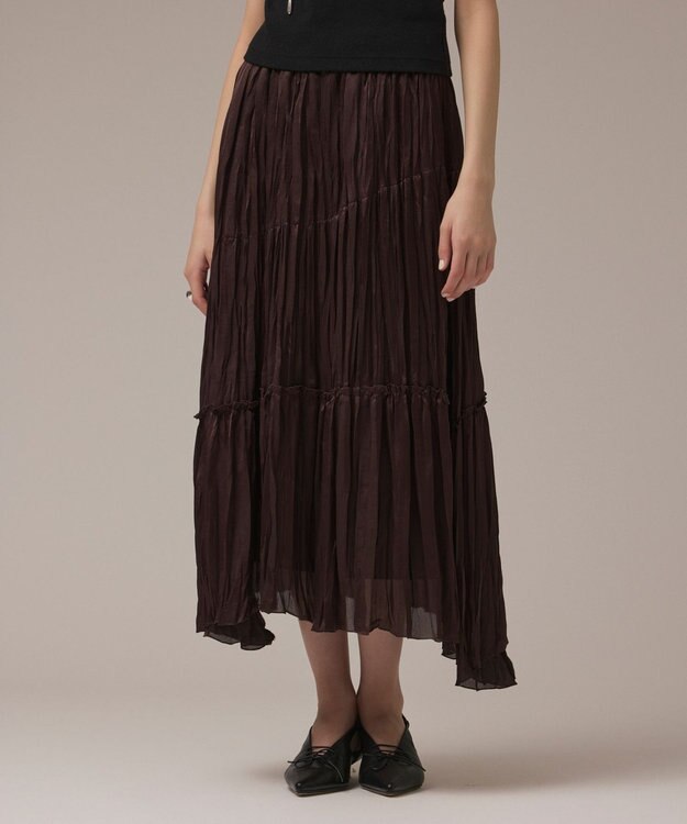 GRACE CONTINENTAL ワッシャープリーツスカート ダークブラウン