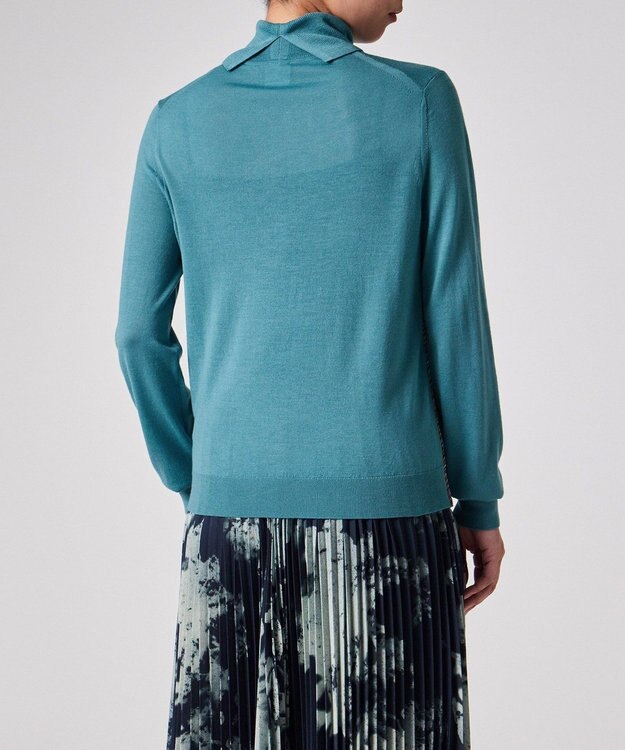 Paul Smith ドレープウール ストライプ タートルネック ニット グレイッシュブルー