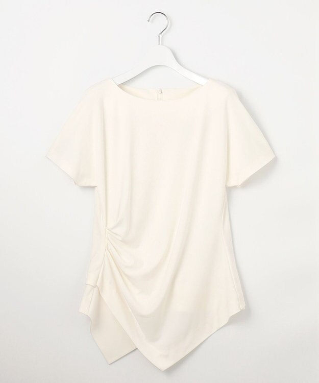 23区 L 【エステータ】トリアセストレッチクロス タック ブラウス ホワイト系