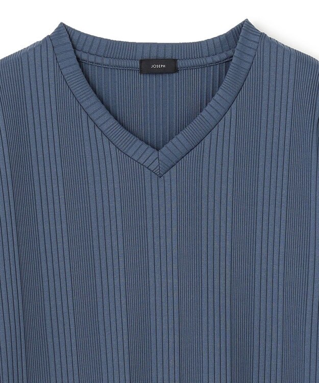 JOSEPH HOMME テックリブジャージー　Vネック半袖カットソー ダルブルー系
