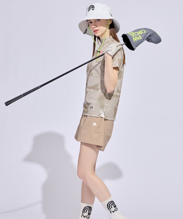 PW CIRCULUS 【MEN】WATER SURFACE プリントモックネックT ゴルフウェア レディース ベージュ系5