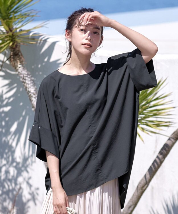 Tiaclasse 【洗える】ワイドスリーブドルマンブラウス チャコールグレー