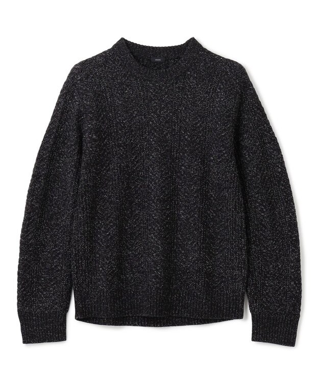 JOSEPH HOMME メランジヘリンボンストライプ　ケーブルニット ブラック系