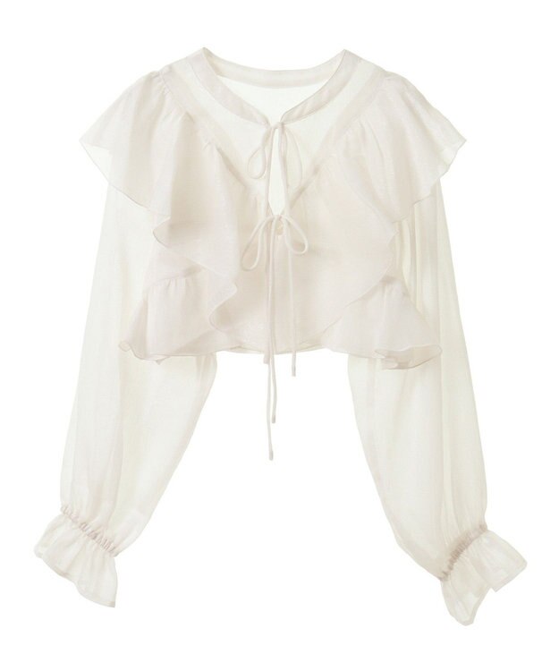 earth music&ecology シアーラッフルショートボレロ Ivory