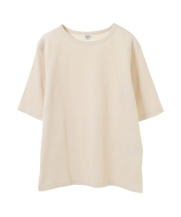 AMERICAN HOLIC 抗菌防臭リブ5分袖カットプルオーバー Ivory