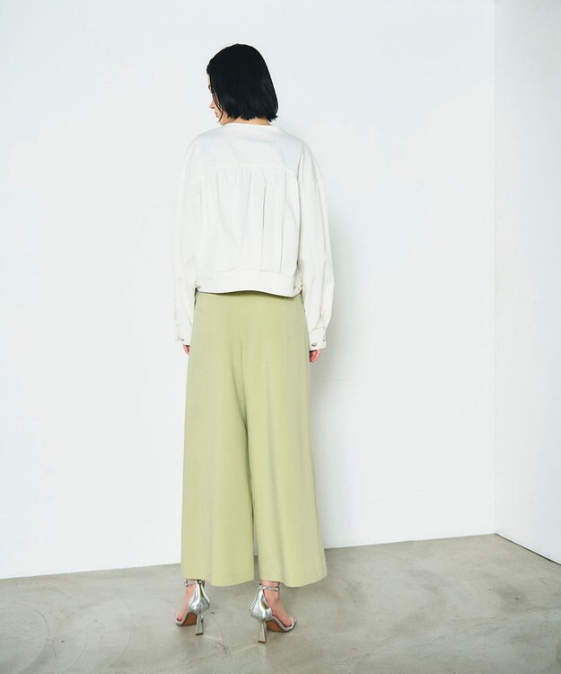 GRACE CONTINENTAL ツータックベルトワイドパンツ ライトグリーン