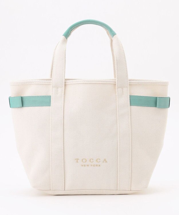 TOCCA 【A4サイズ対応】SIDE RIBBON CANVASTOTE トートバッグ オフ×ブルー系