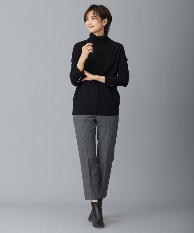 J.PRESS LADIES 【洗える】チェルビックチェック テーパード パンツ グレー系3