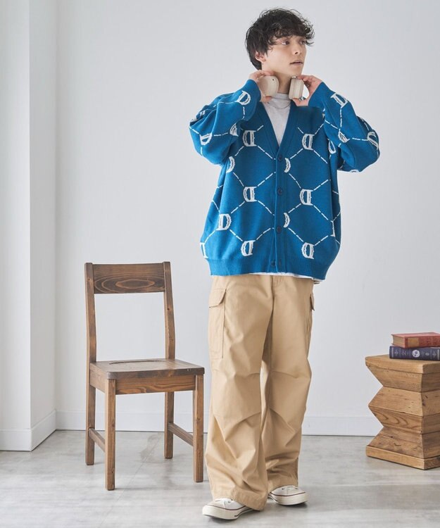 WEGO オーバーフィットロゴカーディガン 柄3