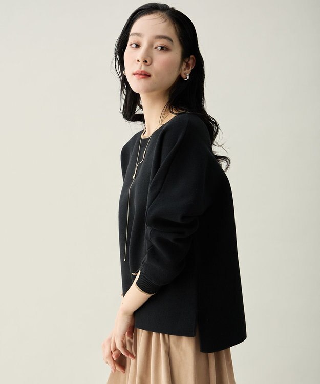 ANY L 【2SET】バイカラーニット×スエードスカートセット ブラック×キャメル