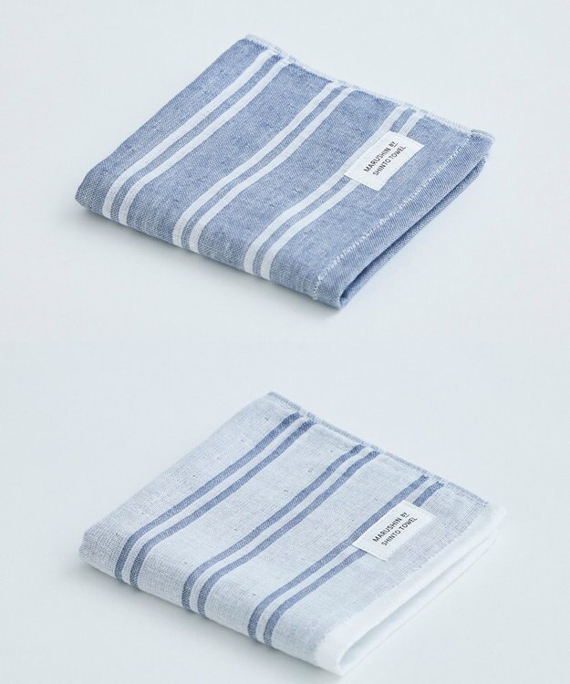 SHINTO TOWEL シマ ハンドタオル ダブル白地/色地 2枚セット シャドウ