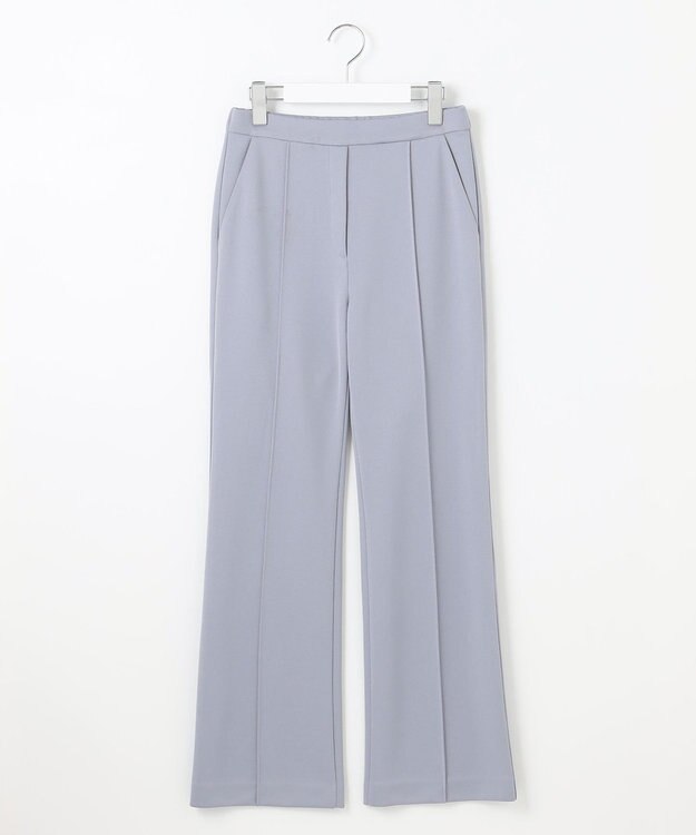 Feroux 【洗える】美シルエットストレッチセミフレア パンツ スカイブルー系