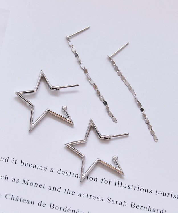 Phoebe 〈金属アレルギー対応〉グリッターエクレアロングピアス　シルバー/ニッケルフリー シルバー