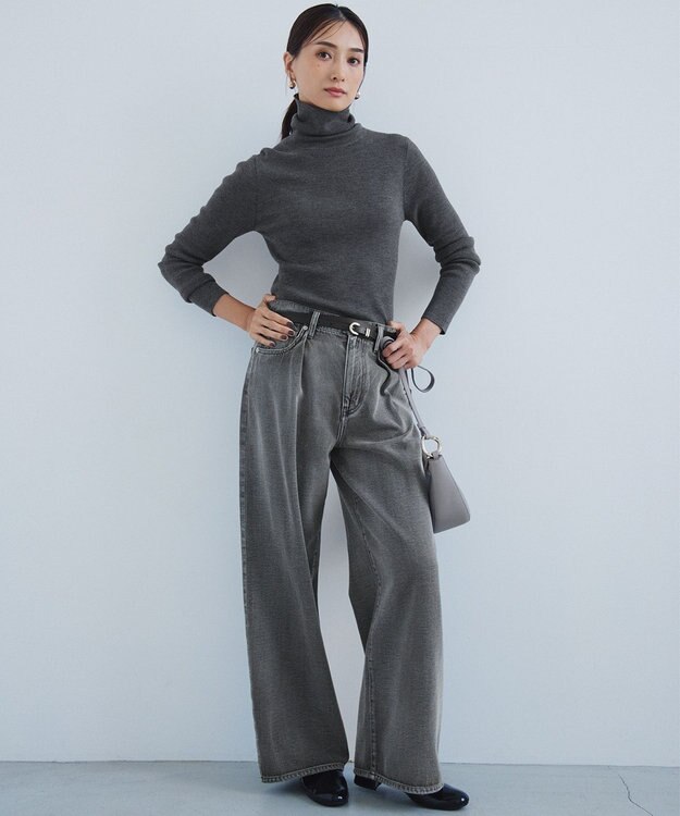 23区 【Oggi1月号/CLASSY.11月号掲載】ウーステッドウール リブタートルネック ニット グレー系