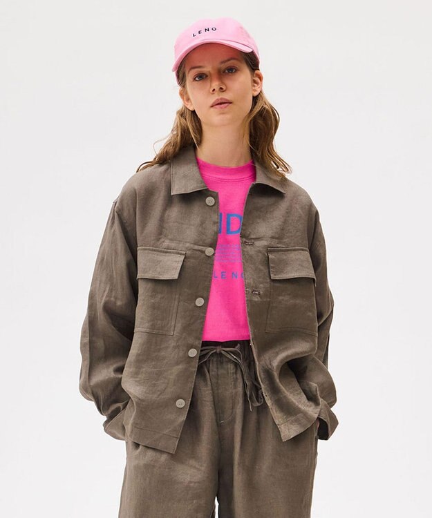 LENO LINEN WORK SHIRTS《UNISEX》リネンワークシャツ KHAKI