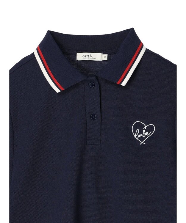 earth music&ecology ハートロゴ刺繍ポロ Blue