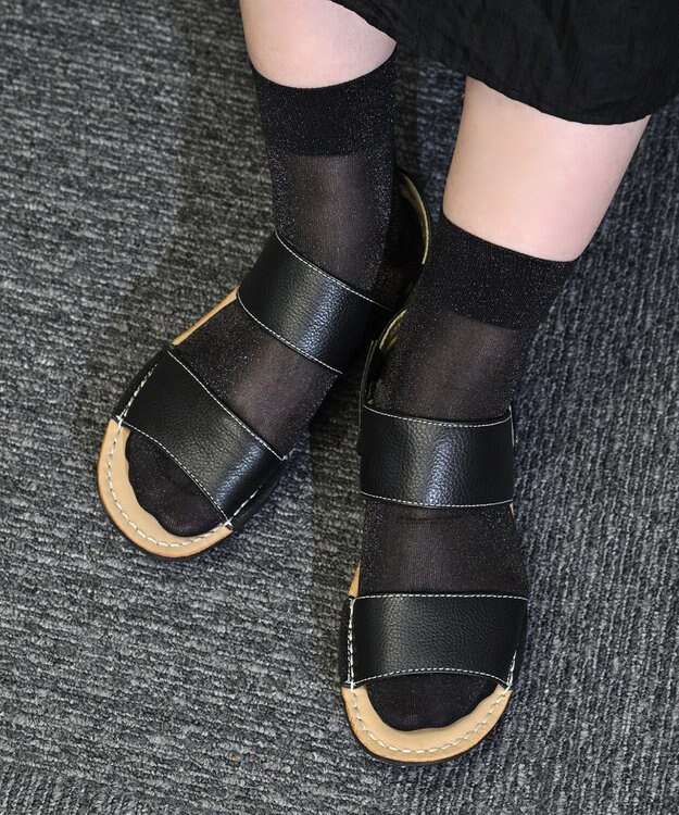 Pointer 本革 超軽量2WAY ツーバンドサンダル ブラック