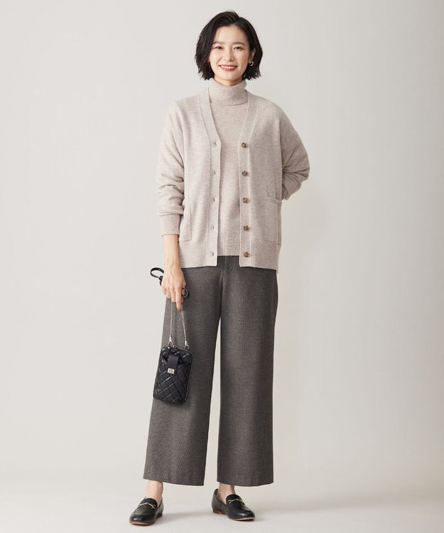 J.PRESS LADIES 【洗える】CASHMERE BLEND タートルネック ニット ベージュ系