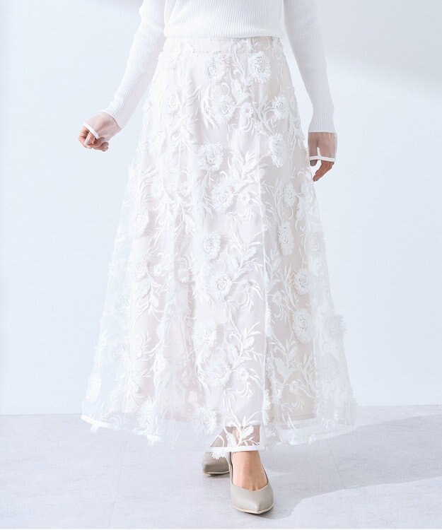 フラワーエンブロイダリーチュールスカート / YECCA VECCA