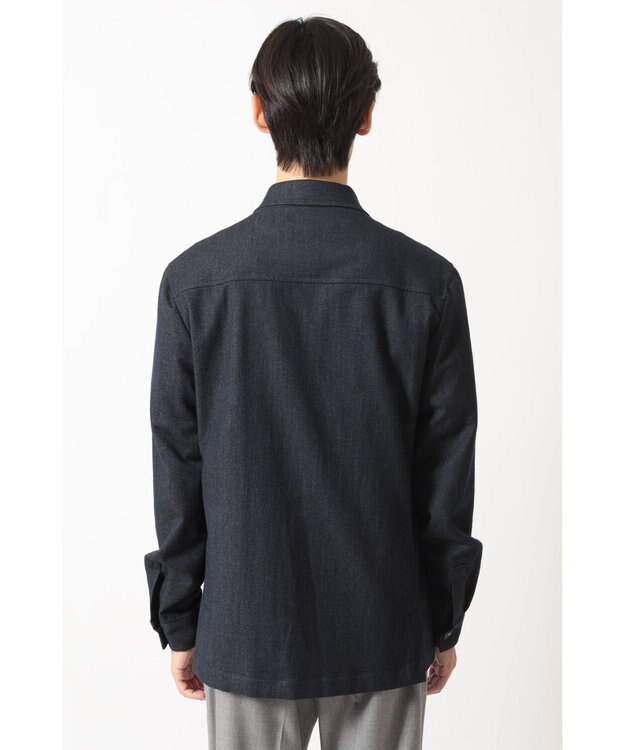 DAKS ウールデニム ユーティリティ オーバーシャツ ブラック