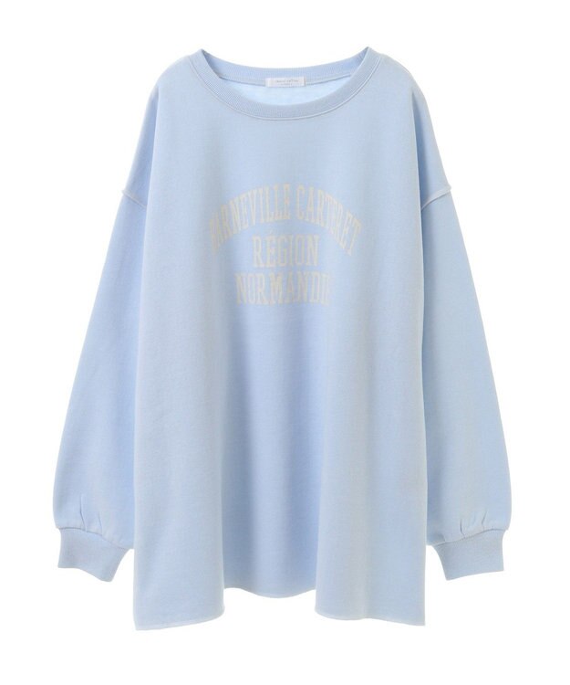 Green Parks 裏起毛配色ステッチロゴチュニック Light Blue