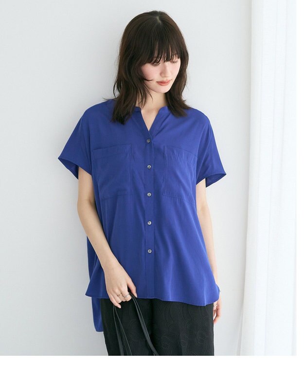 YECCA VECCA 【セットアップ可能】ポケットスキッパーシャツ Blue