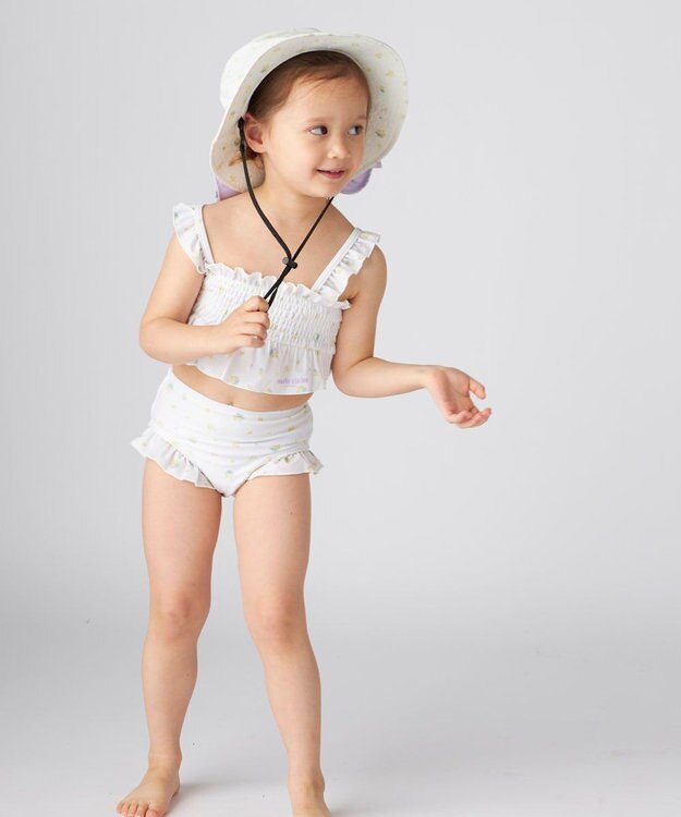 OP／FILA 【marie claire ENFANTS】シャーリングセパレート水着 ホワイト