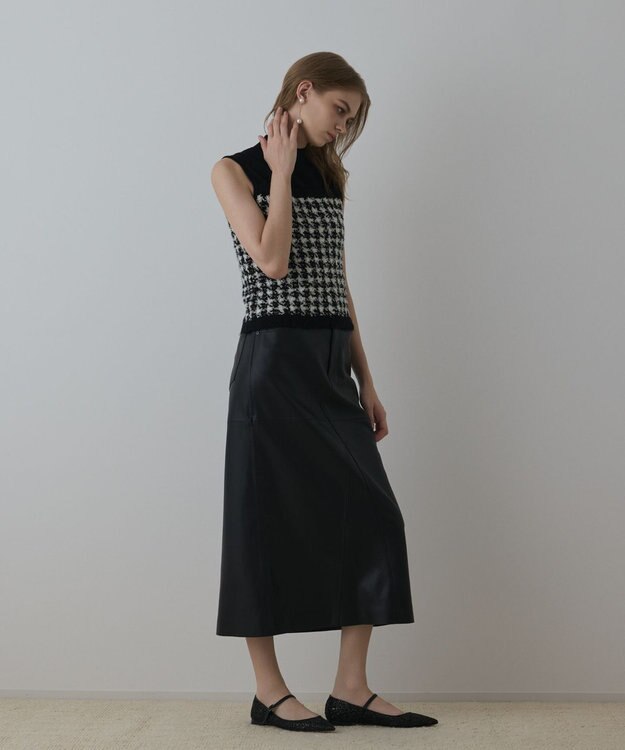 GRACE CONTINENTAL ツイードベアニットトップ ブラック