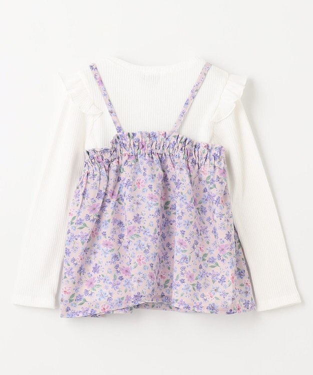 ANY KIDS 花柄キャミセット 長袖 Tシャツ ホワイト×ラベンダー系花柄