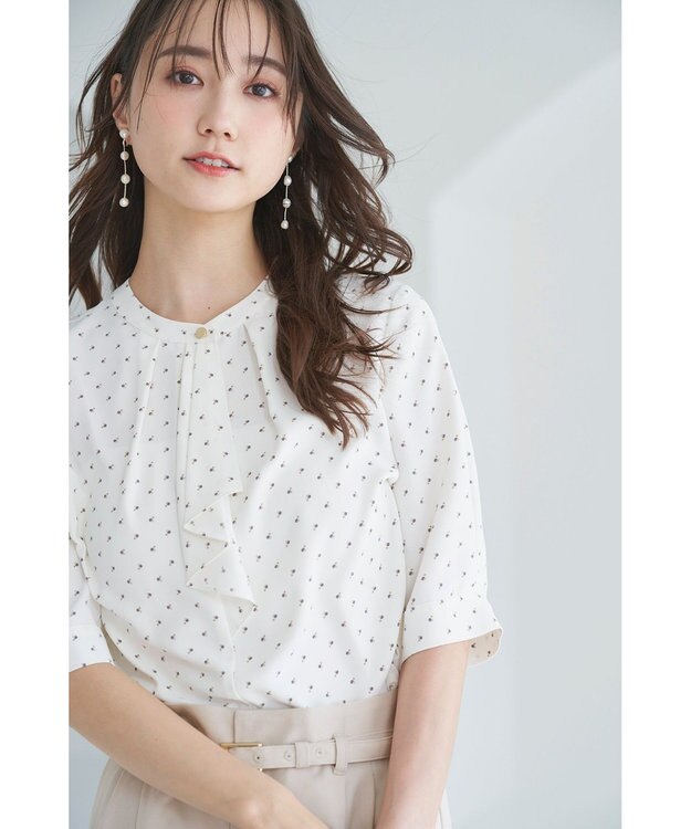 ANY SIS S 【洗える】ラッフルボウ ブラウス オフベース