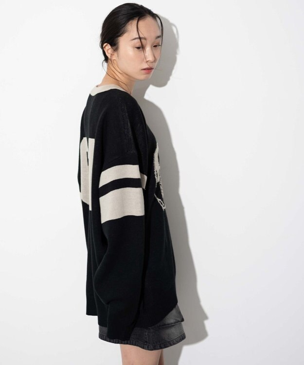 WEGO 【ユニセックス着用ITEM】ジャガードスリーブラインプルオーバー ブラック