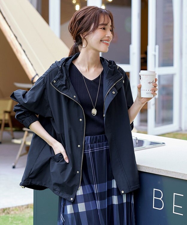 Tiaclasse 【新色追加・洗える】撥水ドロストマウンテンパーカー ネイビー