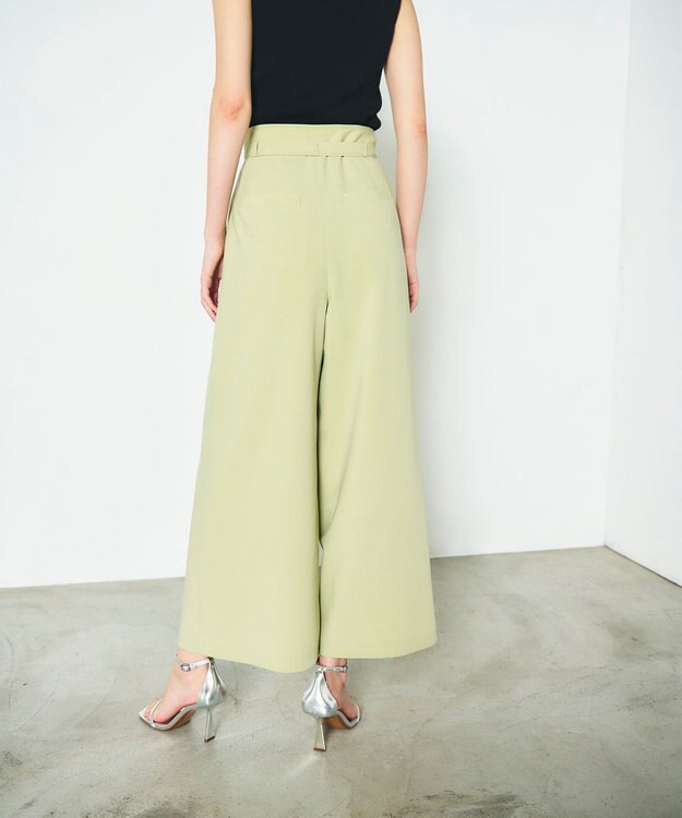 GRACE CONTINENTAL ツータックベルトワイドパンツ ライトグリーン