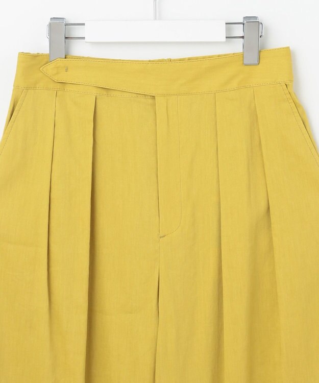 自由区 【セットアップ対応・洗える】リネンビスコースストレッチワイド パンツ ピスタチオ