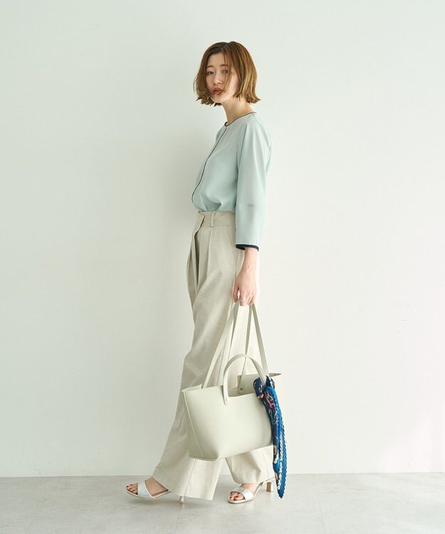 YECCA VECCA 配色パイピングブラウス Mint